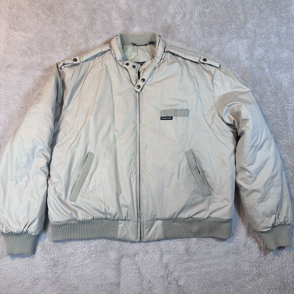 Members Only Vintage Bomber Puffer Jacket Men's Sz 46  Knit Pockets Full-Zip - Picture 1 of 11